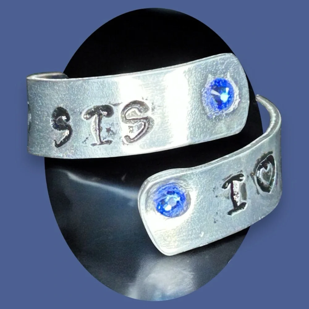 NEW HANDMADE & UNIQUE Silver Ring with Blue Accents